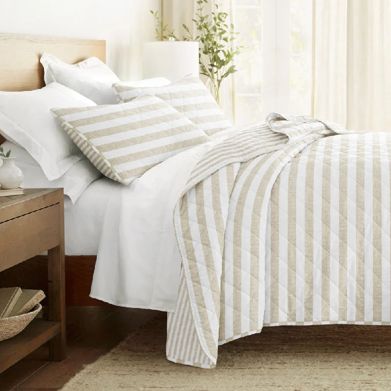 Massive Deal Classic Stripe Reversible Quilted Coverlet Set