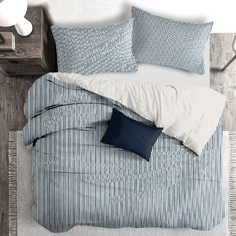 Weekend Bargains to Enjoy Cruz Ticking Stripes Indigo/Ivory Bedding