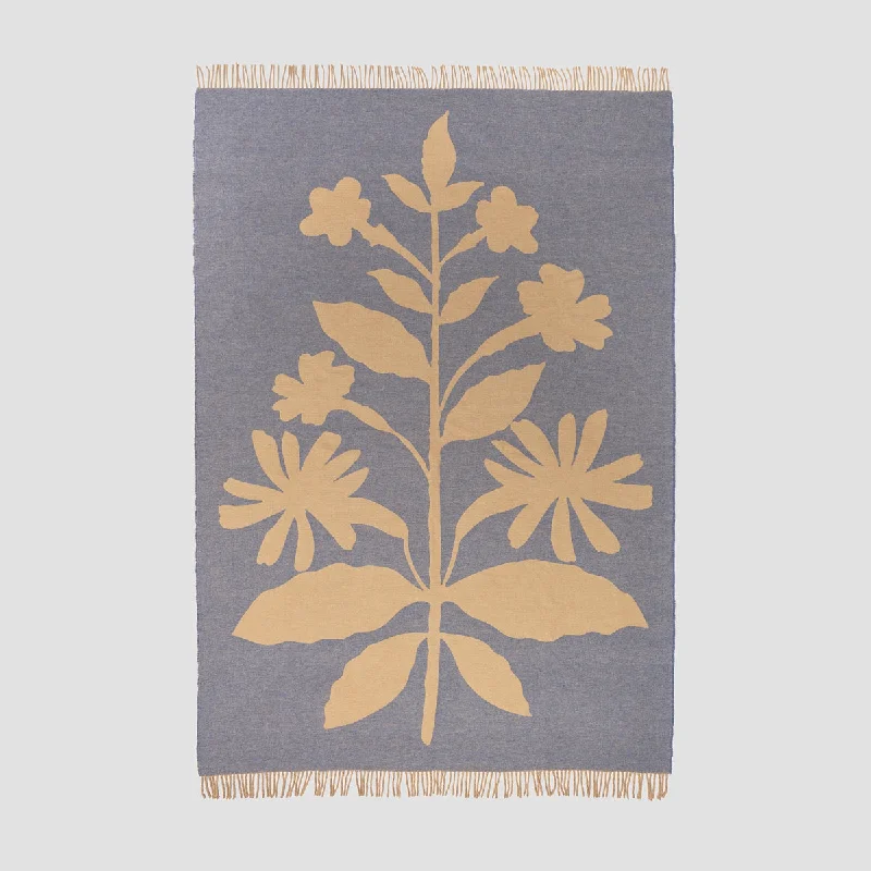 The Best Prices Dusk Blue Botanical Wool Blanket