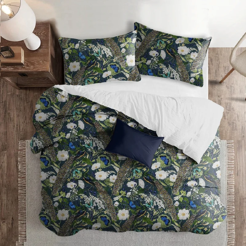 Savings Soar This Weekend Peacock Print Teal/Navy Bedding