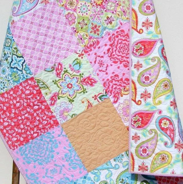 Steals and Deals Pink Crib Quilt, Baby Custom Blanket, Floral Nursery Decor, Gifts for Baby, Paisley, Bedding for Baby, Patchwork, Christmas Gift, Kids Child