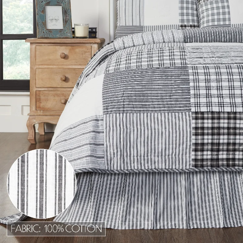Savings Galore Sawyer Mill Black Ticking Stripe Queen Bed Skirt 60x80x16